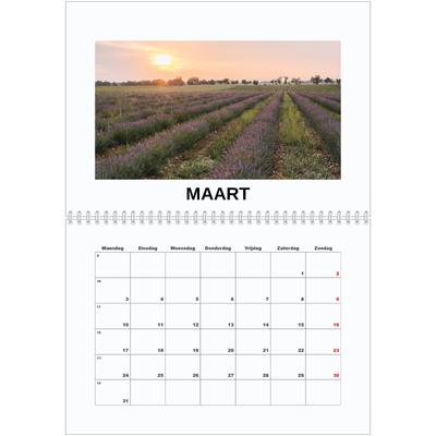Fotokalender A4 Dubbel (30 x 40 cm) — Eenvoudige foto [Maart]