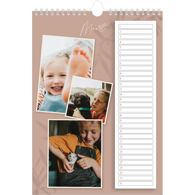 Verjaardagskalenders A4 — Warme aardetinten [Maart]