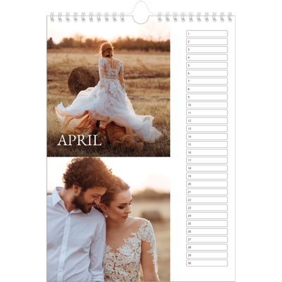 Verjaardagskalenders A4 — Eenvoudige letters [April]