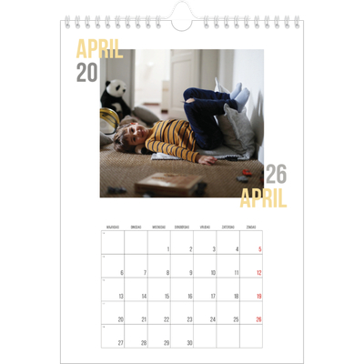 Fotokalender A4 (20 x 30 cm) — Dubbele tekst [April]