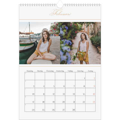 A3 Jaarkalenders — Goudschrift banner [Februari]
