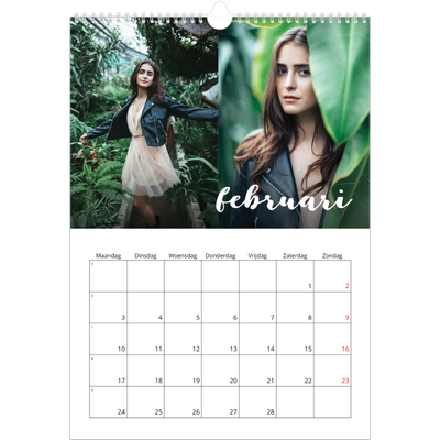 A3 Jaarkalenders — Schuingedrukte letters [Februari]