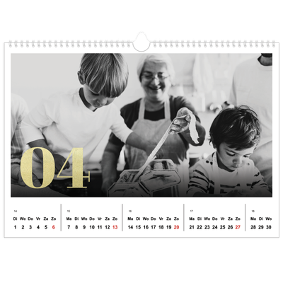 Fotokalender A3 — Grote glitter cijfers [April]