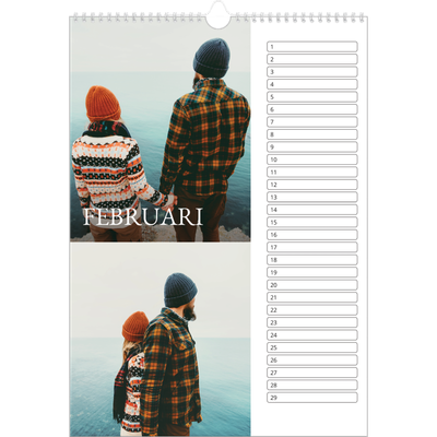 Verjaardagskalenders A3 — Eenvoudige letters [Februari]
