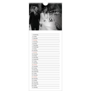 Smalle kalender (15 x 40 cm) — Elegant schrift