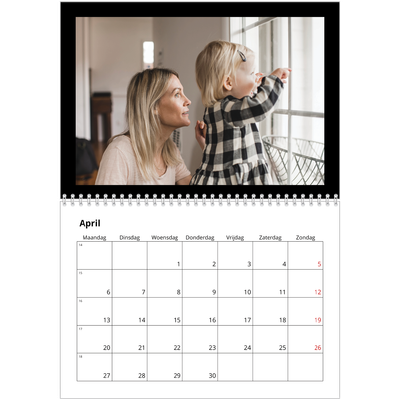 Fotokalender A4 Dubbel (30 x 40 cm) — Foto in zwart kader [April]