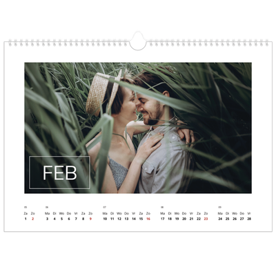 Fotokalender A3 — Overlay van datumvak [Februari]