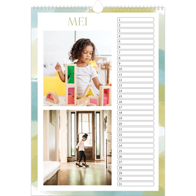Verjaardagskalenders A3 — Verfkwast effect [Mei]