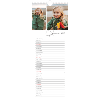 Smalle kalender (15 x 40 cm) — Momentopnamen en schrift