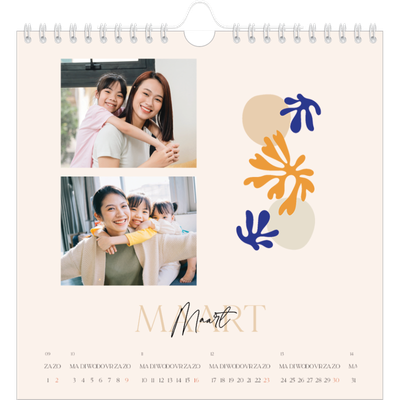 Jaarkalenders vierkant — Minimalistisch koraal [Maart]