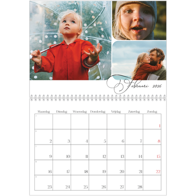 Fotokalender A4 Dubbel (30 x 40 cm) — Momentopnamen en schrift [Februari]