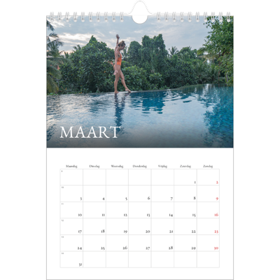 Fotokalender A4 (20 x 30 cm) — Eenvoudige letters [Maart]