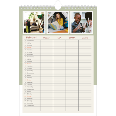 A4 Familieplanners — Aardse tonen - gezinsplanner 4 personen [Februari]