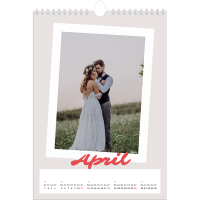 Fotokalender A4 (20 x 30 cm) — Karmijnrode handtekening [April]