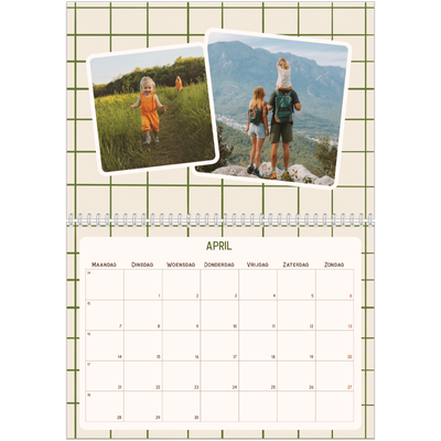 Fotokalender A4 Dubbel (30 x 40 cm) — Retro patronen [April]