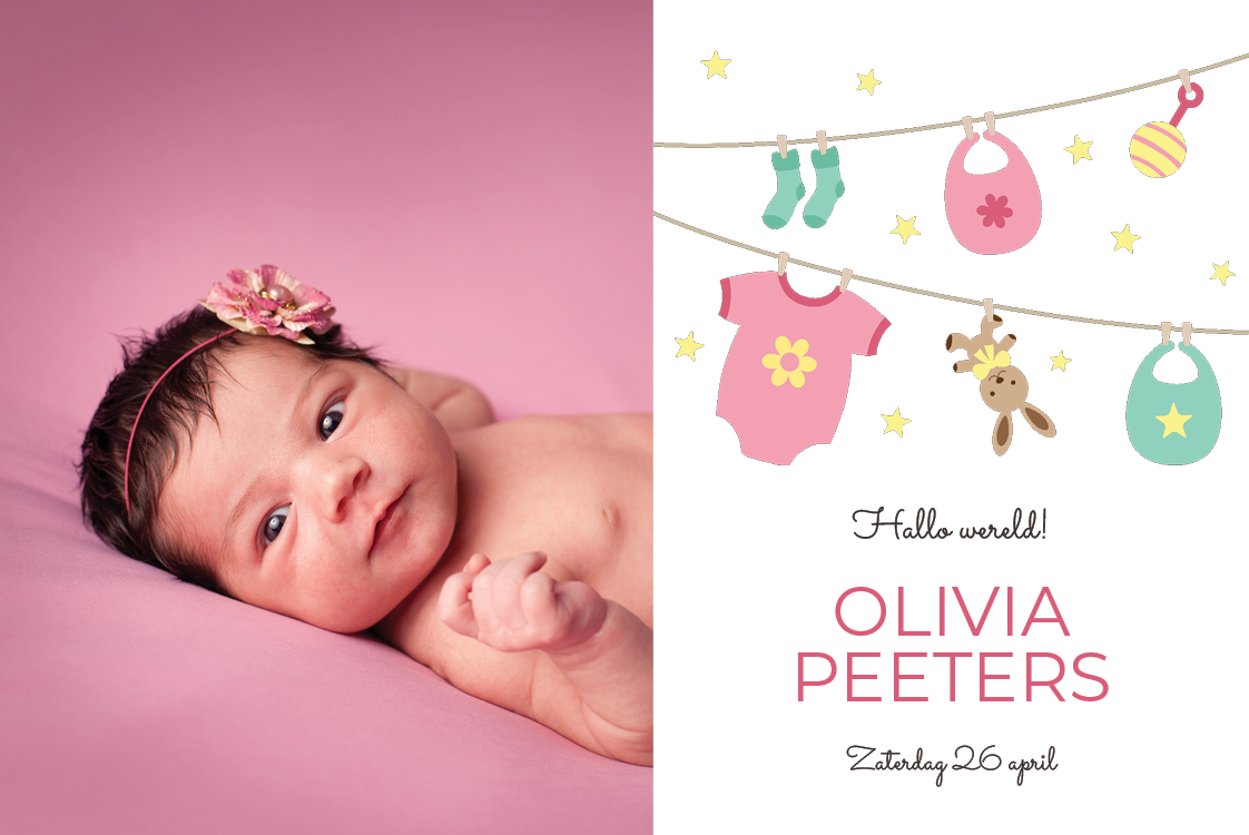 Uitnodigingen — Roze babykleertjes