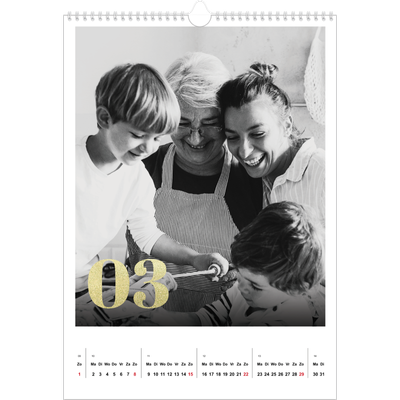 A3 Jaarkalenders — Grote glitter cijfers [Maart]