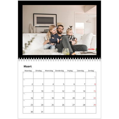 Fotokalender A4 Dubbel (30 x 40 cm) — Foto in zwart kader [Maart]