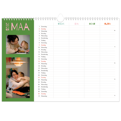A3 Familieplanners — Vrolijk & kleurrijk - gezinsplanner 4 personen [Maart]
