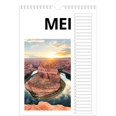 Verjaardagskalenders A4 — Witte randen [Mei]