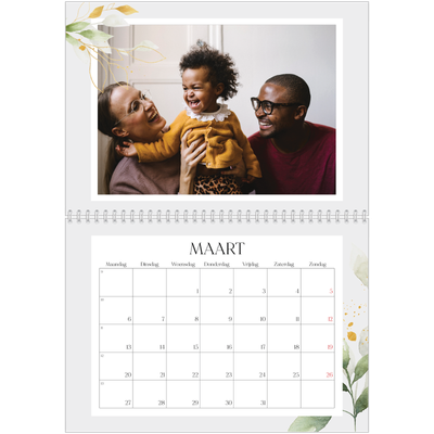 Fotokalender A4 Dubbel (30 x 40 cm) — Bloemen splash [Maart]