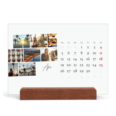 Bureaukalender met houten standaard  — City trip [April]