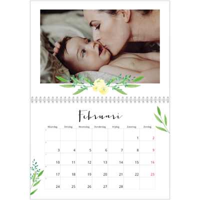 Fotokalender A4 Dubbel (30 x 40 cm) — Bloemen illustraties [Februari]
