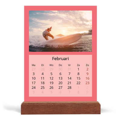Bureaukalender met houten standaard  — Kleurrijke kaders [Februari]