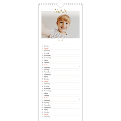 Smalle kalender  — Gouden tekst groot [Maart]