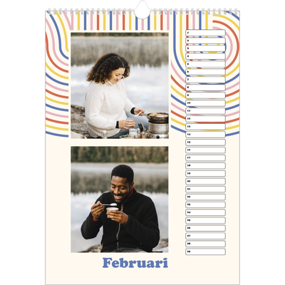 Verjaardagskalenders A3 — Retro strepen [Februari]