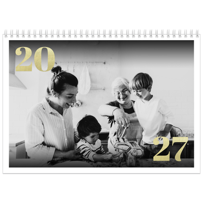 Fotokalender A4 Dubbel (30 x 40 cm) — Grote glitter cijfers [omslag]