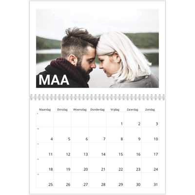 Fotokalender A4 Dubbel (30 x 40 cm) — Grote maandaanduiding [Maart]