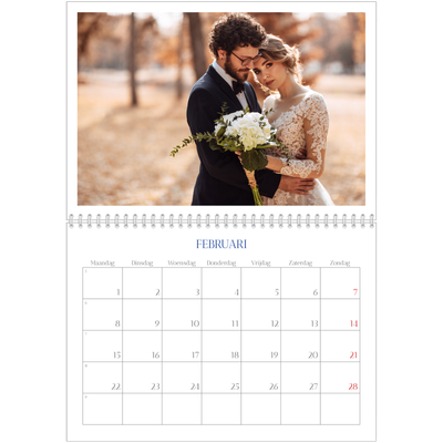 Fotokalender A4 Dubbel (30 x 40 cm) — Kobalt klassieker [Februari]