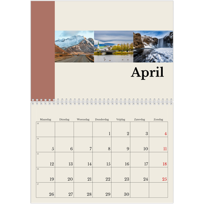 Fotokalender A4 Dubbel (30 x 40 cm) — Bezienswaardigheden van de wereld [April]