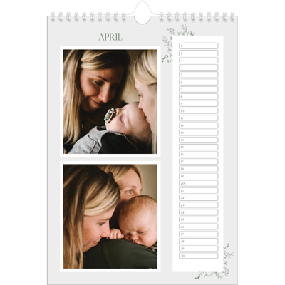 Verjaardagskalenders A4 — Hand gemaakte bloemen [April]