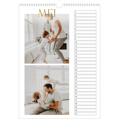 Verjaardagskalenders A3 — Gouden tekst groot [Mei]