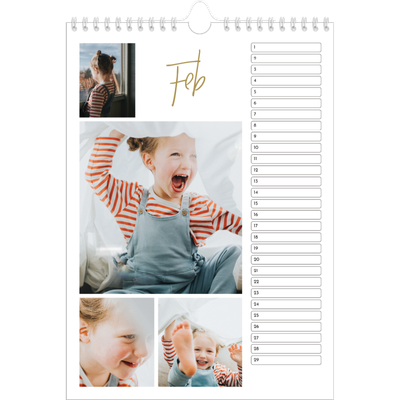 Verjaardagskalenders A4 — Handgeschreven [Februari]
