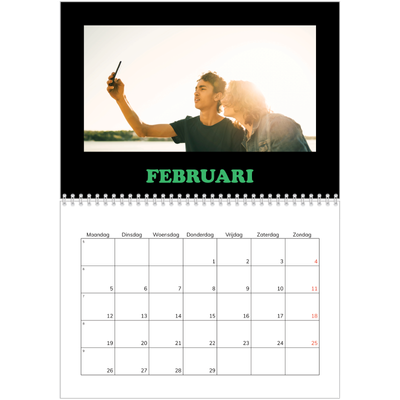 Fotokalender A4 Dubbel (30 x 40 cm) — Vrolijke typo [Februari]