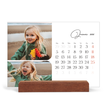 Bureaukalender met houten standaard — Momentopnamen en schrift