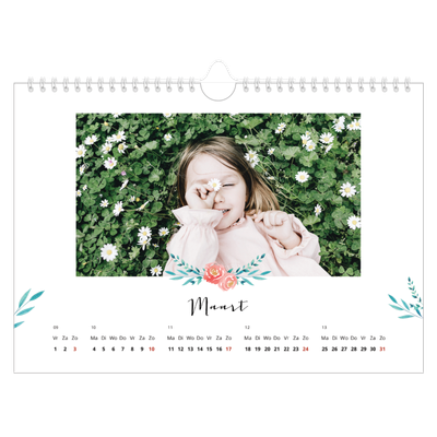 Fotokalender A4 — Bloemen illustraties [Maart]