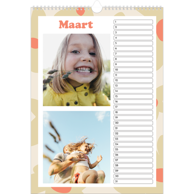 Verjaardagskalenders A3 — Speelse patronen [Maart]