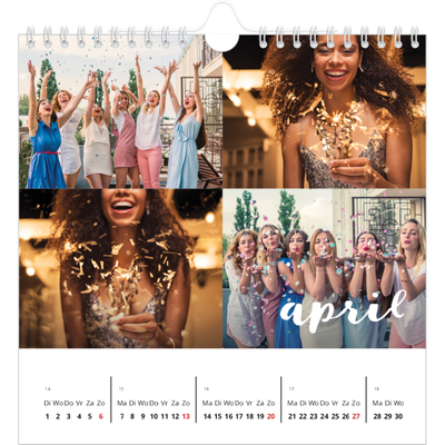 Jaarkalenders vierkant — Schuingedrukte letters [April]