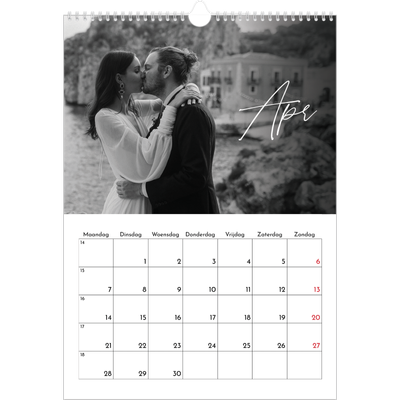 A3 Jaarkalenders — Elegant schrift [April]