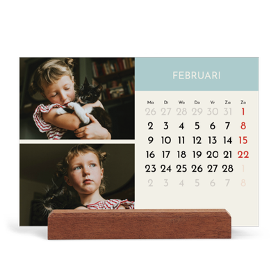 Bureaukalender met houten standaard  — Pastel hoofdstukken [Februari]