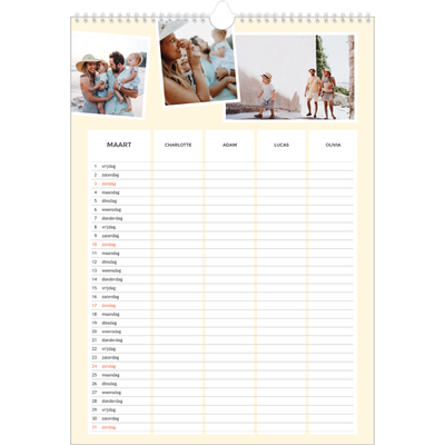 A3 Familieplanners — Modern - gezinsplanner 4 personen [Maart]