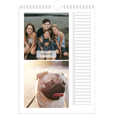 Verjaardagskalenders A4 — Klassieke kalender [Februari]