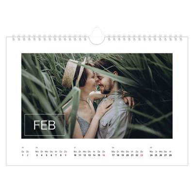 Fotokalender A4 — Overlay van datumvak [Februari]