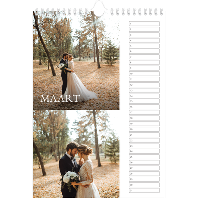 Verjaardagskalenders A4 — Eenvoudige letters [Maart]