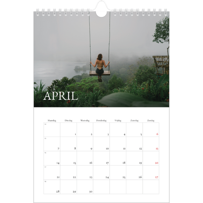 Fotokalender A4 (20 x 30 cm) — Eenvoudige letters [April]