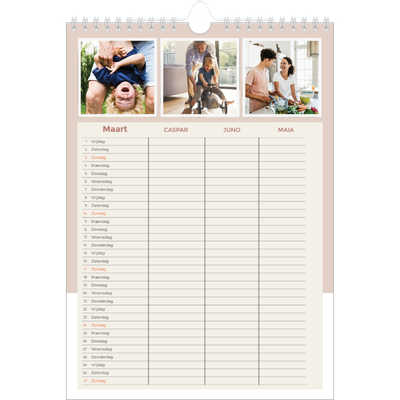 A4 Familieplanners — Aardse tonen - gezinsplanner 3 personen [Maart]